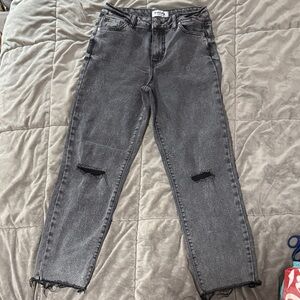 RSQ Gray/Black Distressed Straight Leg Jeans